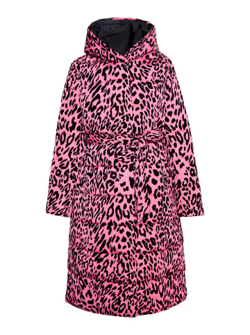 faina Damen Langer Steppmantel in Pink Leo