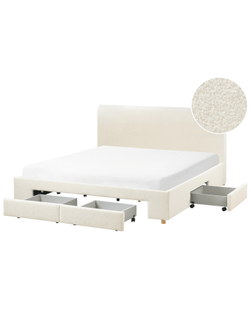 Beliani Doppelbett SOUTRIN in Weiß/Braun - (W) 191 x (H) 106 x (L) 218 cm