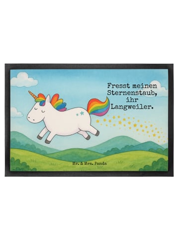 Mr. & Mrs. Panda Fußabtreter Einhorn Happy Design mit Spruch in Weiß