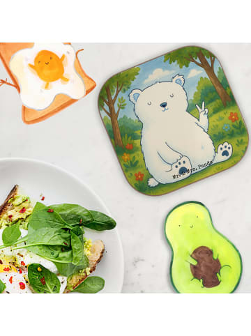 Mr. & Mrs. Panda Glasuntersetzer Eisbär Faul Design ohne Spruch in Weiß