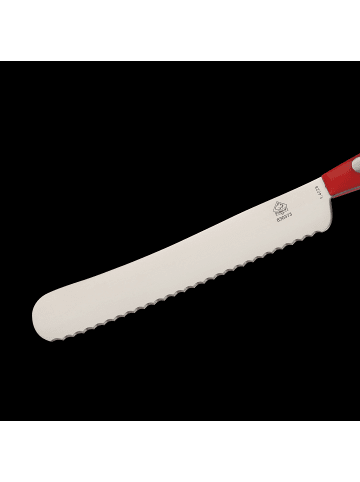 Ernst Siebeneicher-Hellwig  PUMA Buckelmesser mit Wellenschliff - Küchenmesser, rotem ABS Griff