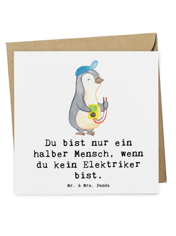 Mr. & Mrs. Panda Deluxe Karte Elektriker Herz mit Spruch in Weiß