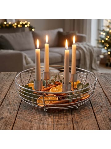 relaxdays Adventskranz in Silber - (H)6 x Ø 20,5 cm