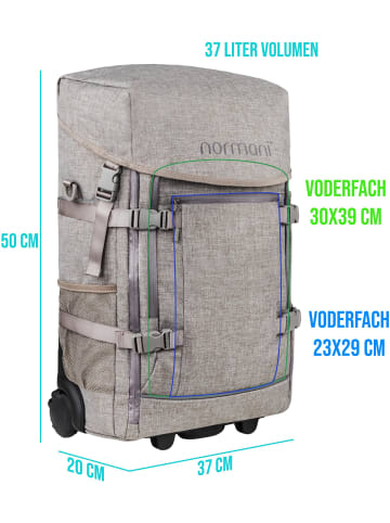 normani Rucksack mit Trolleyfuktion und kleinem Rucksack in Beige