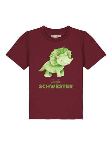wat? Apparel T-Shirt Dinosaurier 01 Große Schwester in Weinrot
