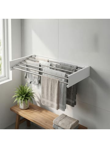 SONGMICS Wäscheständer Bunji in Weiß - (B)80 x (H)10.5 x (T)40 cm