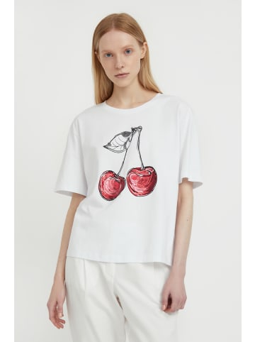 Finn Flare Kurzarmshirt Kirsche in white