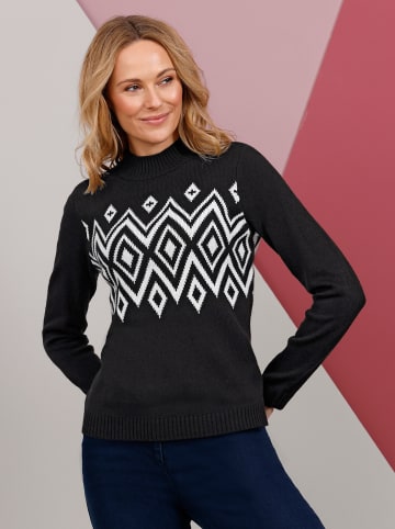 Sieh an! Stehkragen-Pullover in schwarz-ecru