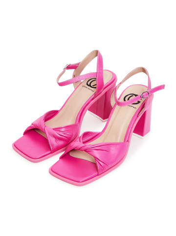 CESARE GASPARI Sandalen mit Blockabsatz aus Leder in Pink