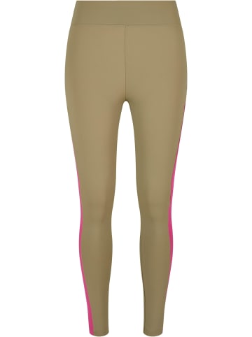 Urban Classics Urban Classics Damen Ladies Color Block Leggings in khaki/brightviolet