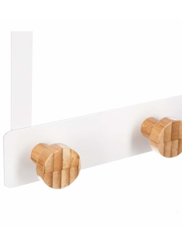 5five Simply Smart Türhänger mit 5 Bambushaken, Bad, Flur in Weiß, 20 x 33,3 cm