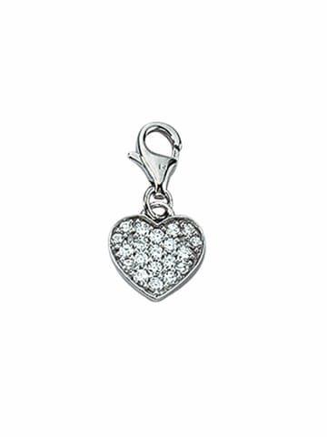 Adeliás 925 Silber Charms Anhänger Herz mit Zirkonia in silber