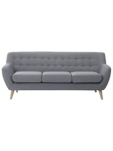 Beliani 3-Sitzer Sofa MOTALA in Grau/Heller Holzfarbton - (W) 182 x (H) 76 x (L) 83 cm