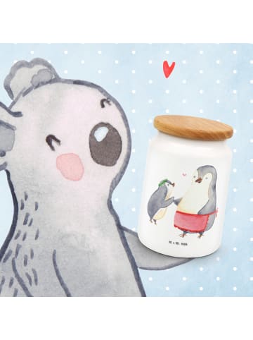 Mr. & Mrs. Panda Kaffeedose Pinguin mit Kind ohne Spruch in Weiß