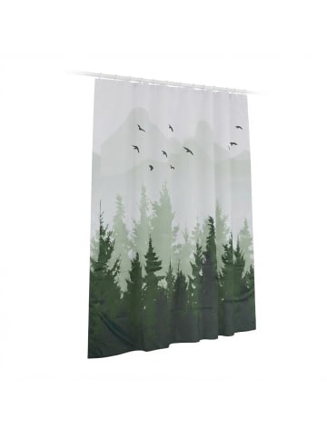 relaxdays Duschvorhang "Tannenwald" in Mehrfarbig - 180x200 cm