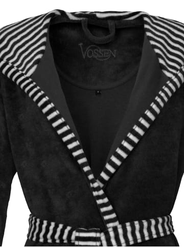 Vossen Bademantel mit Kapuze in schwarz
