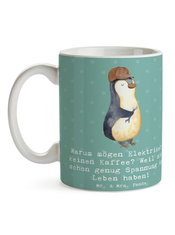 Mr. & Mrs. Panda Tasse Elektriker Witz mit Spruch in Meeresbrise