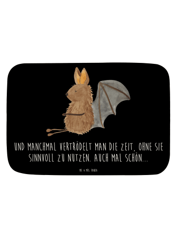 Mr. & Mrs. Panda Badematte Fledermaus Sitzen mit Spruch in Schwarz