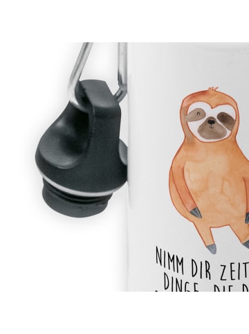Mr. & Mrs. Panda Trinkflasche Faultier Zufrieden mit Spruch in Weiß