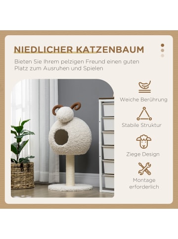 Pawhut Kratzbaum Cremeweiß 40L x 40B x 80H cm