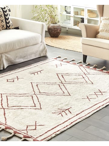 Beliani Kurzflor KENITRA in Weiß/Rot - (W) 140 x (H) 2 x (L) 200 cm