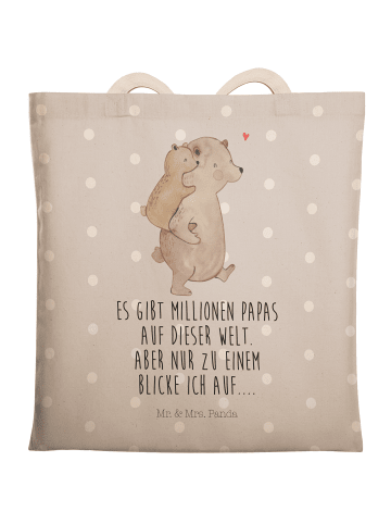 Mr. & Mrs. Panda Tote Bag Papa Bär mit Spruch in Grau Pastell