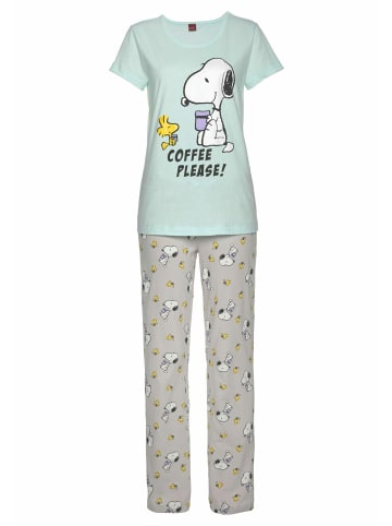 Peanuts Pyjama in mint-grau-meliert