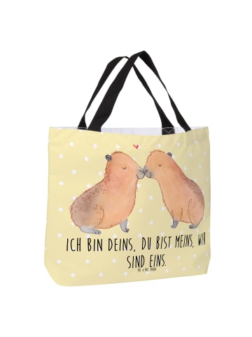 Mr. & Mrs. Panda Tasche Capybara Liebe mit Spruch in Gelb Pastell