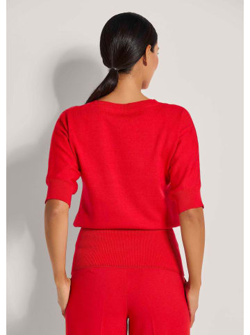 MADELEINE Sommerlicher Baumwollpullover mit breitem Bund in rot