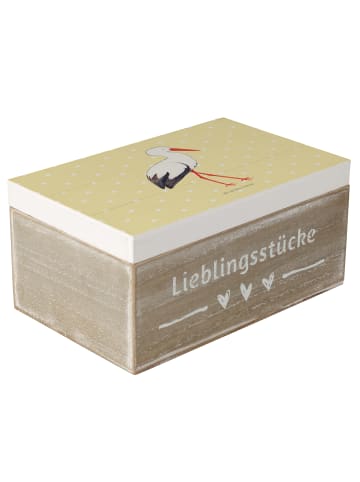 Mr. & Mrs. Panda Holzkiste Storch ohne Spruch in Gelb Pastell