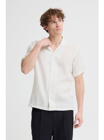 CASUAL FRIDAY Hemd mit Kurzarm, V-Ausschnitt, Kent-Kragen, Meliert, Bündchen in Weiß