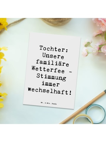 Mr. & Mrs. Panda Postkarte Tochter Wetterfee mit Spruch in Weiß