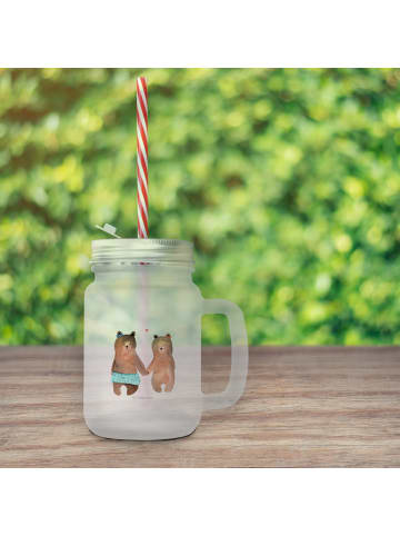 Mr. & Mrs. Panda Blümchentailglas Bär Freundin ohne Spruch in Transparent