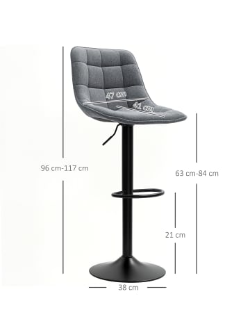 HOMCOM Barhocker-53L x 47B x 96-117H cm-Dunkelgrau