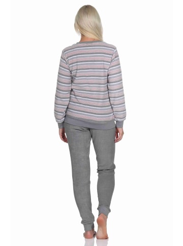 NORMANN Frottee Schlafanzug langarm Pyjama Bündchen - 77693 in grau