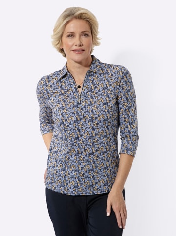 WITT WEIDEN Poloshirt in marine-vanille-bedruckt
