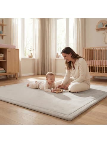 SanoSoft Sanosoft samtweicher und kuscheliger Krabbelteppich Hellgrau 120 x 180 cm