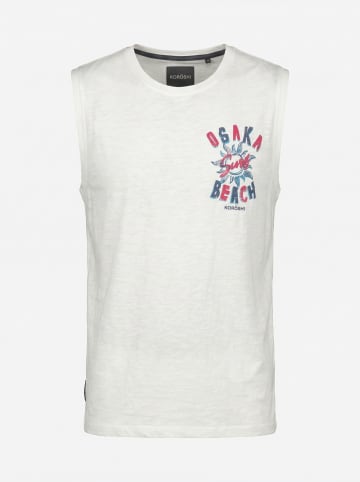 KOROSHI Herren t-shirt boxen baumwolle druck in weiß