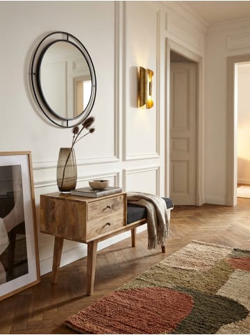 KADIMA DESIGN Sitzbank Stoff / Massivholz Bank 120x65x40 cm im Retro Stil, Flur