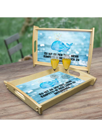 Mr. & Mrs. Panda Holztablett Wal Konfetti mit Spruch in OZeichenanblue