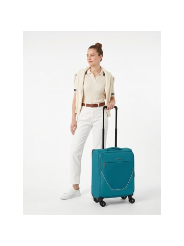 Stratic taska 4 Rollen Kabinentrolley S 55 cm mit Dehnfalte ocean blue