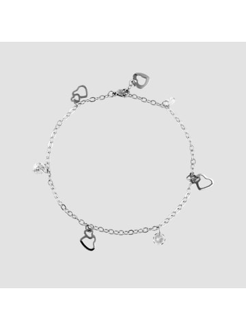 Adeliás Damen Armband aus Edelstahl mit Strass Steinchen 25 cm in silber