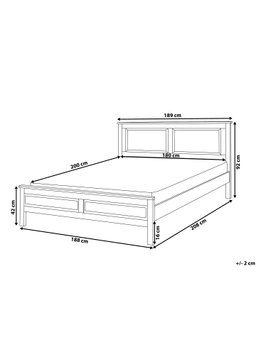 Beliani Doppelbett OLIVET in Weiß - (W) 189 x (H) 92 x (L) 208 cm