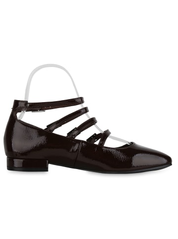VAN HILL Riemchenballerinas Amelia in Dunkelbraun Lack