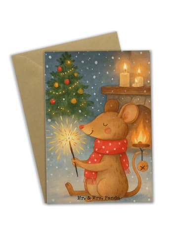 Mr. & Mrs. Panda Grußkarte Maus Weihnachten Design ohne Spruch in Weiß