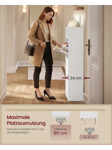 VASAGLE Schuhschrank Custos in Weiß - (B)60 x (H)139 x (T)24 cm