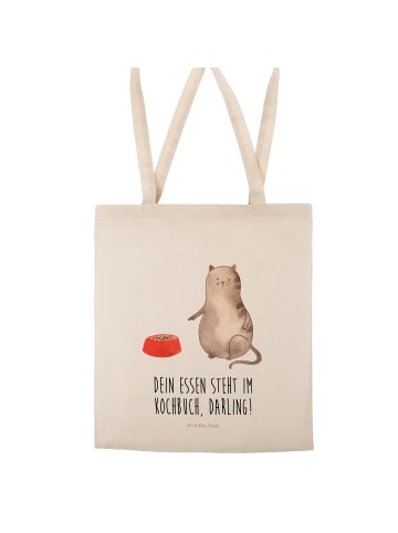 Mr. & Mrs. Panda Shopping Tasche Katze Fressen mit Spruch in Creme