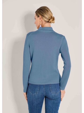 MADELEINE Eleganter Blazer mit feinem Glattstrick in rauchblau