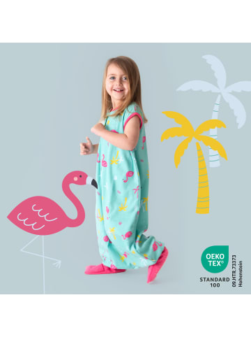 Schlummersack Bio Schlafsack mit Füßen und umklappbaren Bündchen 1.0 TOG in Pink