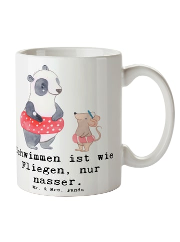 Mr. & Mrs. Panda hochwertige tasse Schwimmen wie Fliegen mit Spruch in Weiß